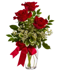 Bouquet di tre rose rosse